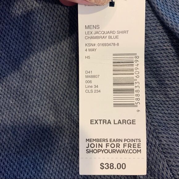 Structure Jacquard Shirt Chambray Blue Size Extra Large Slim Fit - Picture 9 of 10